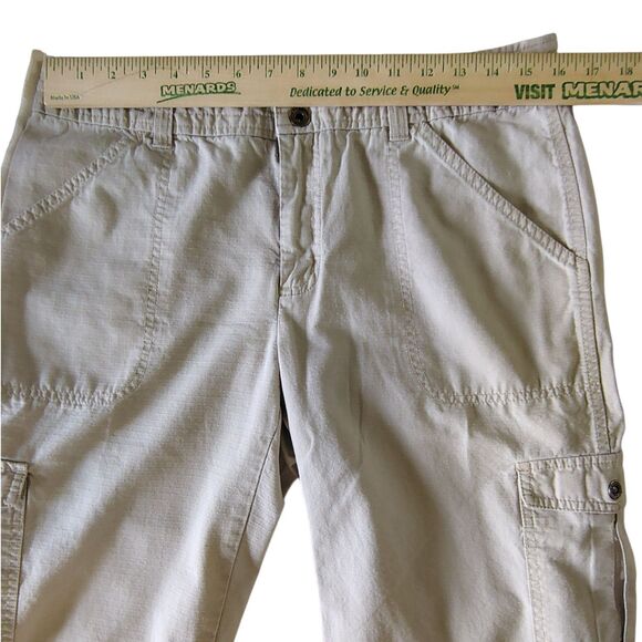 Beige Cargo Capri Pants Textured Wide Leg Mid-rise Size 10 Women's Gander Mtn. - Picture 5 of 9